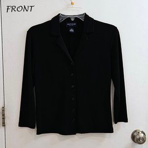 Black Button up Blouse w/ 3/4 Sleeves, Anne Taylor Petites - Size XSP